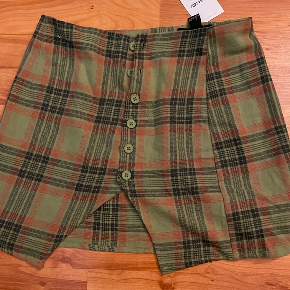 plaid print drop shoulder blouse and skirt - Picture 3 of 3